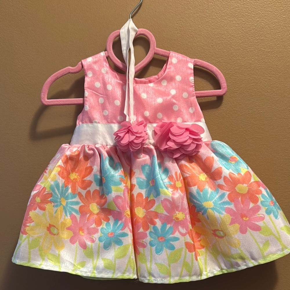 Colorful Floral Baby Dress With Matching headband